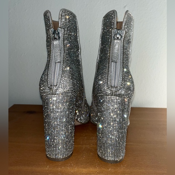 Steve Madden Tristan Rhinestone Embellished Block Heel Booties - Picture 3 of 6